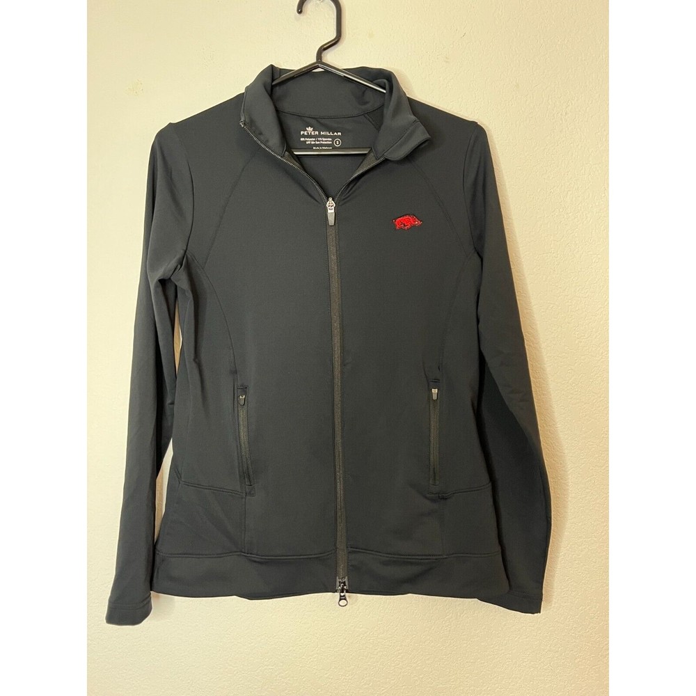Peter Millar Arkansas Razorbacks Jacket Womens Small Black Quarter Zip Pullover